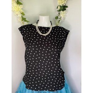 Ann Taylor Blouse Shell Black & White Polka Dot Size XXS Petite Career New w Tag